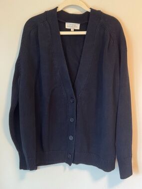 Studio Nicholson Navy Organic Cotton V-Neck Cardigan Size 3